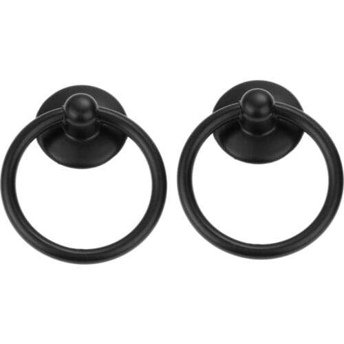 2Pcs 25x52mm Black Cabinet Handle Furniture Kitchen Pull Handle Cupboard Drawer Wardrobe Door Ring Knob Furniture Hardware