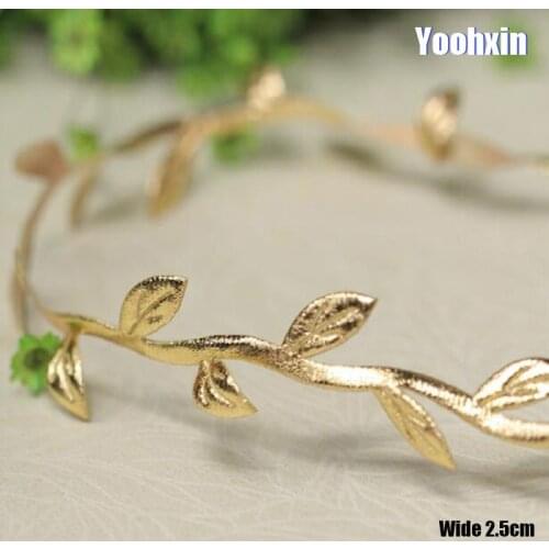 2.5CM Wide HOT Embroidery Gold silver leaf flower lace fabric trim ribbon DIY sewing applique collar wedding dress guipure decor
