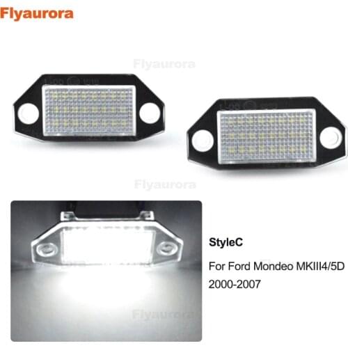 2PCS For Ford Fiesta JA8 Focus S-MAX C-MAX Mondeo Kuga Galaxy Raptor Lincoln MKS/MKT/MKZ/MKX Car Led License Plate Light Lamp