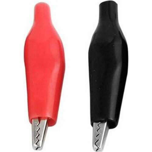 20Pcs Black Red Soft Plastic Coating Test Probe Alligator Clip Electrical Clamp Battery Wire With Insulating Sleeve Connector
