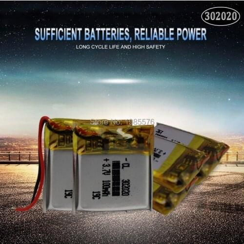 3.7V 100mAh 20*20*3mm lithium-ion li ion Polymer batteries 302020 For Tachograph MP3 GPS Bluetooth earphone Rechargeable Battery