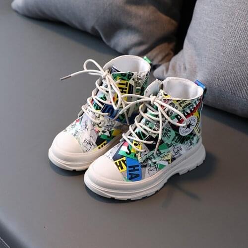 2021 Autumn/Winter Children Boots Boys Girls Leather Martin Boots Fashion Waterproof Non-slip Warm Kid Boots Casual Shoes 21-30