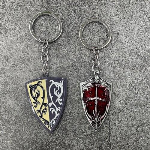 Classic Game Dark Souls Knight Keychain Shield Blood Shield Grass Crest Shield Metal Alloy Keyring Key Holder Accessories Gift