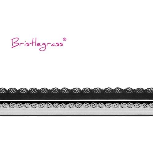 BRISTLEGRASS 100 Yard by Roll 3/8" 10mm Picot Loop Frilly Decorative Lace Trims Elastics Spandex Bands Underwear Lingerie Sewing