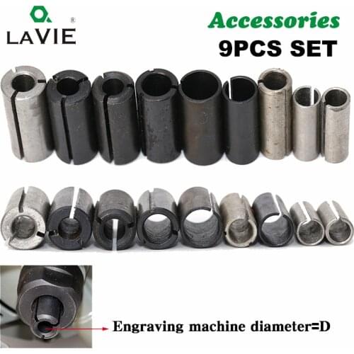 LA VIE 9pcs High Precision Adapter Collet CNC Router Bit Tool Adapters Milling Cutter Holder 6mm 6.35mm 8mm 10mm 12mm 12.7mm 402