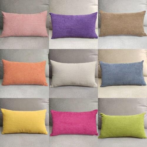 Pillow Case Sofa Pillowcase Solid Color Velvet Sofa Waist Pillow Cover Chair Backrest Back Cushion Bedside without Core