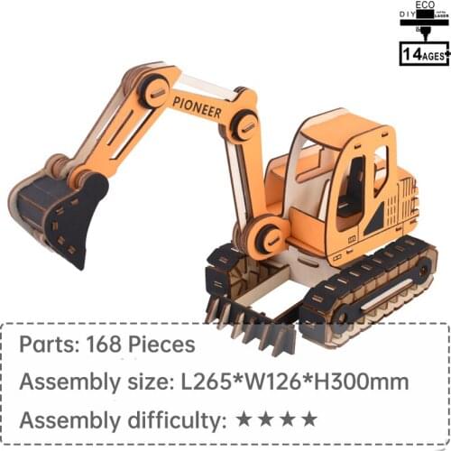 Excavator toy wood toys 3d puzzle learning toys for children creative toys kids educational toys puzzle 1000 pieces puzzle 3d