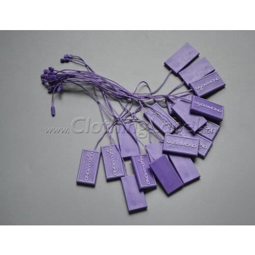 Purple Hang Tag Polyester Rope String Snap Lock, customized logo