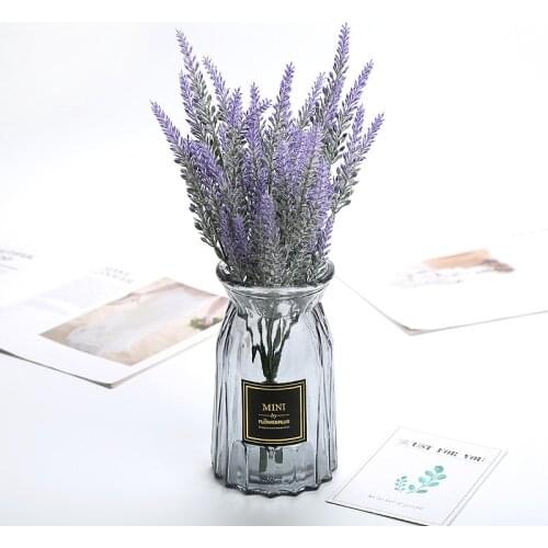10Pcs/lot Plastic Lavender Home Decorative Accessories Wedding Display Simulation Flowers 5 fork Lavender Fake Flowers