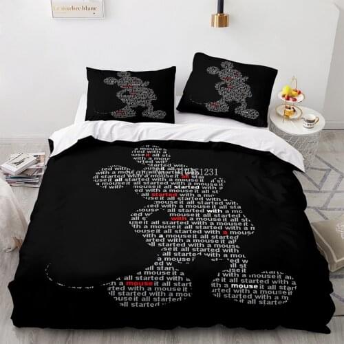 Disney Mickey Minnie Mouse Couples Bedding Set White Black Boys Girls Pillowcase 3d Duvet Cover Sets Twin Full Queen King Bed