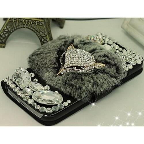 Fox Fur Leather Case For Huawei Honor 8 9 10 Lite 8S 9A 9S 9C 8A 9X 7C 7X Flip Wallet Magnetic Card Bling Diamond Phone Cover