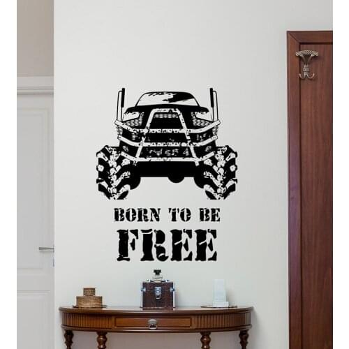 Truck Motivational Quotes Wall Sticker 4x4 Racing Poster Sports Vinyl Decal Born to to Free Wall Stickers Boy Bedroom Decor D419