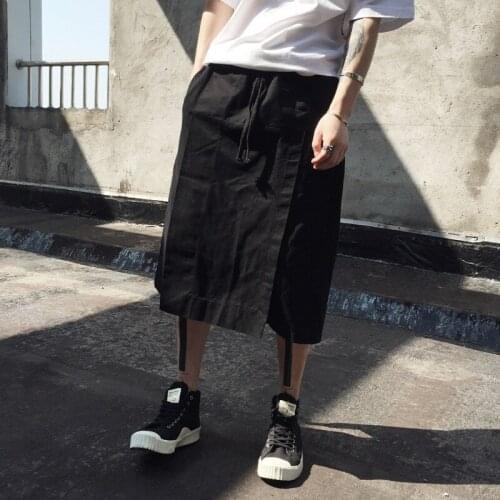 Men patchwork hip hop punk harem pants nightclub DJ singer stage culottes pants mens irregular design gothic streetwear trousers