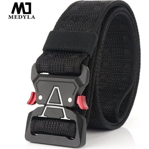 MEDYLA Quick Release Mens Brand Unisex Design Steel Buckle Belt Man Quality Canvas Elastic Belts Waistband Casual Men