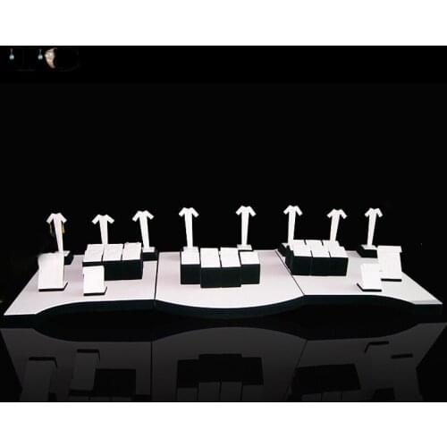 Organizer Mannequin Black and White Velvet Wood Jewelry Display Set Showcase For Earring Necklace Pendant Stand Holder Rack Case