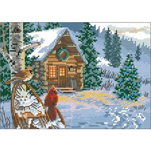 Winter Cottage patterns counted 11CT 14CT 18CT DIY Cross Stitch Sets wholesale Cross-stitch Kits Embroidery Needlework