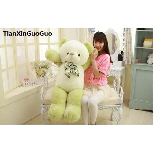 Filled plush toy bowtie teddy bear large 120cm green bear plush toy soft doll throw pillow Christmas gift h1419