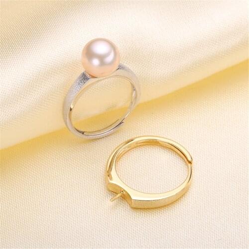 Real Silver S925 Plated Ring Empty Care DIY Accessories Pearl Ring Adjustable Set Semi-finished Products Woman Ring Wholesale
