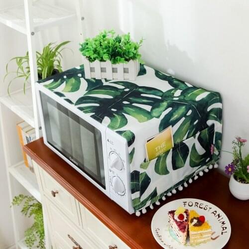 New Green Turtle Back Leaf Waterproof Microwave Cover Cloth Plant Printing Electric Oven Dust Cover Oil Cover Cloth Home Storage
