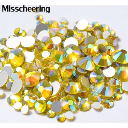 New 1 Pack Shiny Citrine Crystal AB Nail Art Rhinestone Decorations Flat Back No Correction 3D Glass Strass Manicure Accessories