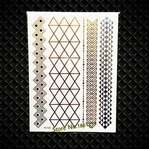 New Large Grid Mesh Fake Waterproof Henna Tattoo Stickers GYS-122 Women Body Art Arm Tattoo Paste Paper Sleeve Sexy Tatoo