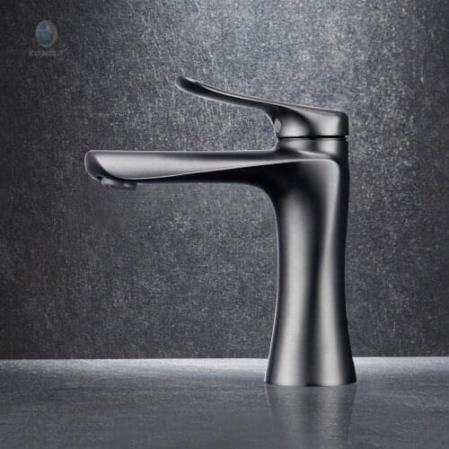 Single Handle Gun Grey Bathroom Basin Faucet In Stock
