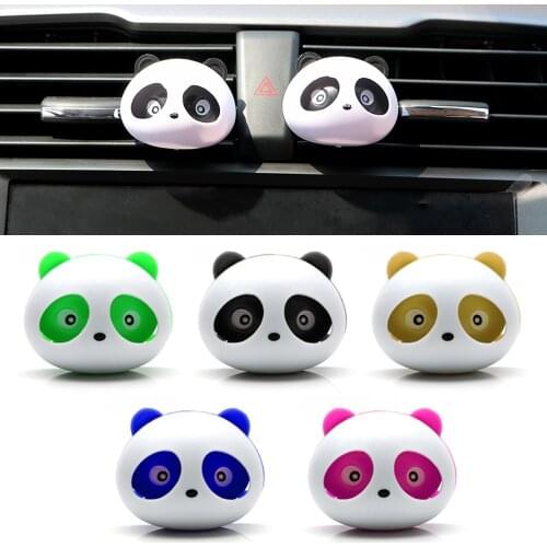 2pcs Car Outlet Perfume Air Conditioning Vent Air Freshener Car Styling Cute Panda Eyes Will Jump Perfumes Auto Accessories