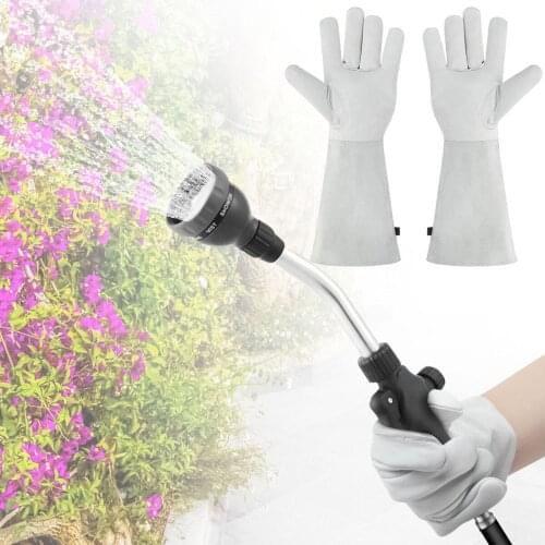 Rose Pruning Thorn Proof Gloves Goatskin Cowhide Leather Forearm Protection Gauntlet Gardening Gloves for Pruning Cacti