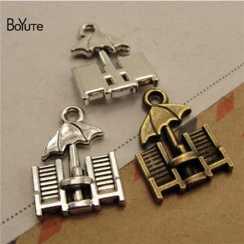 BoYuTe (100 Pieces/Lot) Metal Alloy Antique Bronze Silver Beach Chair Charms Pendant for Jewelry Making