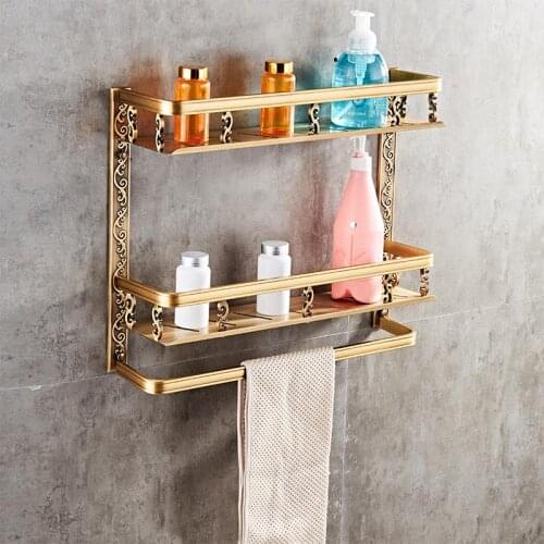 Bathroom Shelf Antique Aluminum Bathroom Corner Shelf Bathroom Holder Shower Room Basket Bathroom