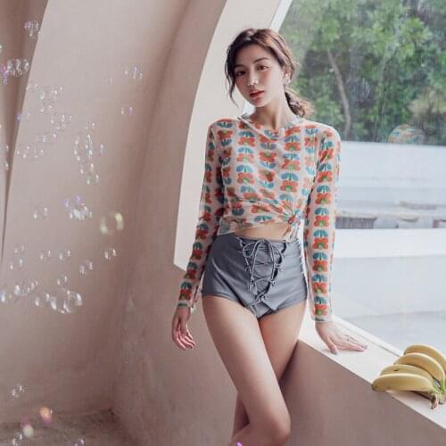 Plus Size Bathing Suits Swimsuit With Skirt Womens 2019 Swimming Suit For Girls Female New Three Piece String Long Sleeve