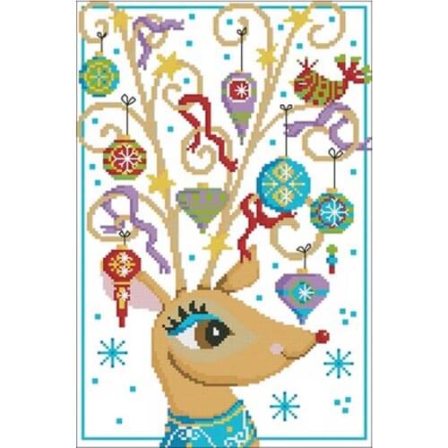 Christmas deer cartoon patterns Counted Cross Stitch 11CT 14CT 18CT DIY Chinese Cross Stitch Kits Embroidery Needlework Sets