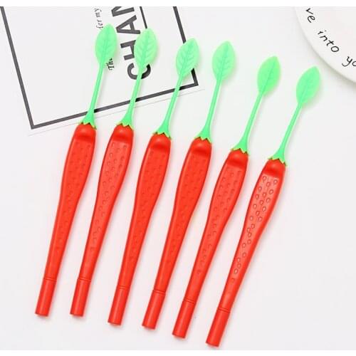 Ellen Brook 1 PCS Korean Stationery Kawaii Cute Strawberry Leaves Pen Creative School Office Gift Signing Freebie Novel Gel Pens