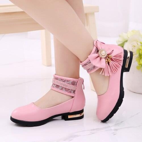 Sweet bow Childrens leather shoes girls shoes spring autumn fashion soft bottom princess shoes students single shoes 1-16T