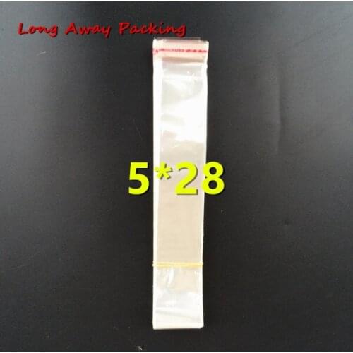 5*28 cm Clear Packaging Bag Self Adhesive Bags Plastic Long OPP Clear Pack Jewelry Bag Poly Gift Bag Wholesale