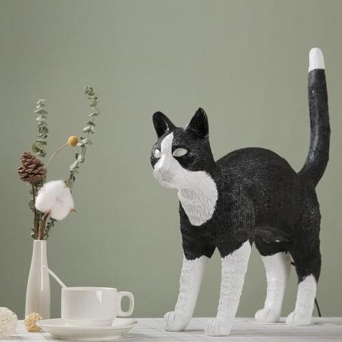 SELETTI Resin Cat Table Lamps Nordic Bedroom Bedside lamp Animal Desk Lamp Led Night light Fixtures art Decor Lighting Luminaire