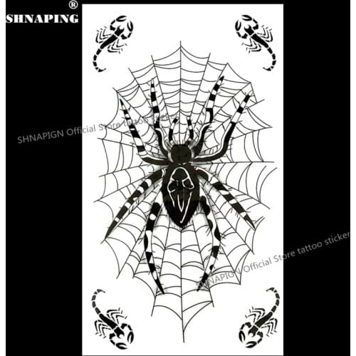 SHNAPIGN Spider Web Designs Temporary Tattoo Body Art Flash Tattoo Stickers 17*10cm Waterproof Fake Car Styling Wall Sticker
