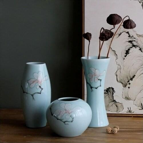 Nordic Ceramic Vase Decoration Modern Minimalist Living Room TV Cabinet Porchoffice Simulationflowerflower Arrangement Container