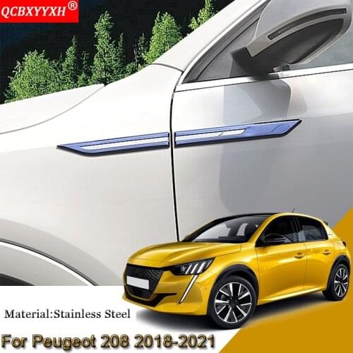 Car Styling Car Side Leaf Plate Decoration Sequins Leaf Board Side Label Stickers Accessories For Peugeot 208 e-208 2018-2021