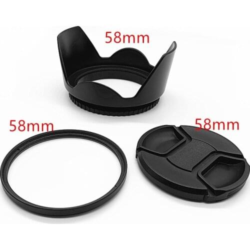 58mm Lens Hood Cap UV Filter for Canon T2i T3i 18-55mm 55-250mm
