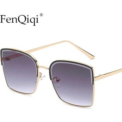 Vintage Square Sunglasses Eyebrows Half Frames Eyeglasses Retro Alloy Shades Metal Frames Glasses Oculos