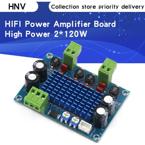 High Power Digital HIFI Power Amplifier Board 2*120W XH-M572 TPA3116D2 Chassis Dedicated Plug-in Input 5V 24V 28V output 120W