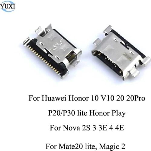 YuXi 2pcs For Huawei Honor 10 V10 20 Pro P20 P30 Lite Mate 20 Lite Nova 2S 3 3E 4 4E Magic 2 USB Jack Charging Port Connector