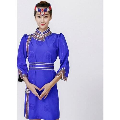 Women Traditional Costume mongolian robe Tang suit style stand collar Jacket Asia elegant dress oriental apparel