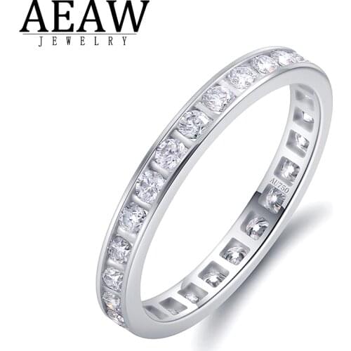 1.2ctw DF color Round Brilliant Cut VVS1 Moissanite Engagement Band Fine Ring for Women 14K White Gold CertificateTest Positive