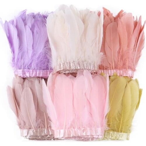 1 meter Colorful Goose Feathers Trim Fringe Dress Skirt Decoration Geese Plume Ribbon Sewing Crafts Bulk Wholesale