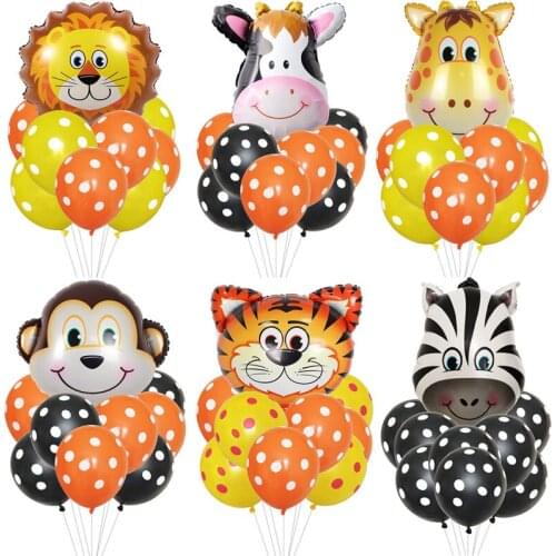 1Set Foil Jungle Animal Balloons Tiger Lion Monkey Zebra Giraffe Elephant Baby Shower Children Happy Birthday Party Decor WQ04