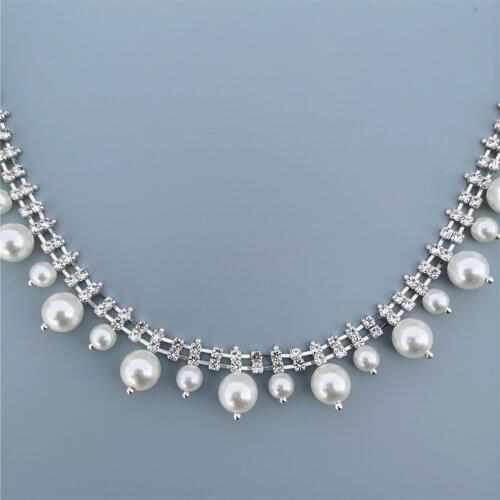 12 inch Pearl Crystal Chain Tassel Bling Rhinestone Trim Ribbon Necklace Applique Dress Artcraft House Costume Sewing Decoration
