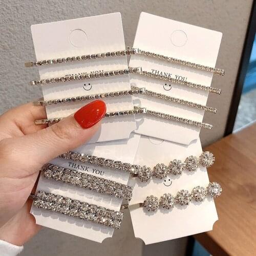 2021 ladies new fashion and elegant alloy material pearl crystal rhinestone top clip word clip simple wild hair clip