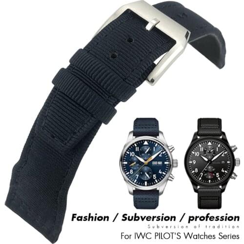 21mm 22mm 20mm High Quality Nylon Canvas Leather Watch Strap Watchband For IWC LE PETIT PRINCE Big PILOT Spitfire Accessories
